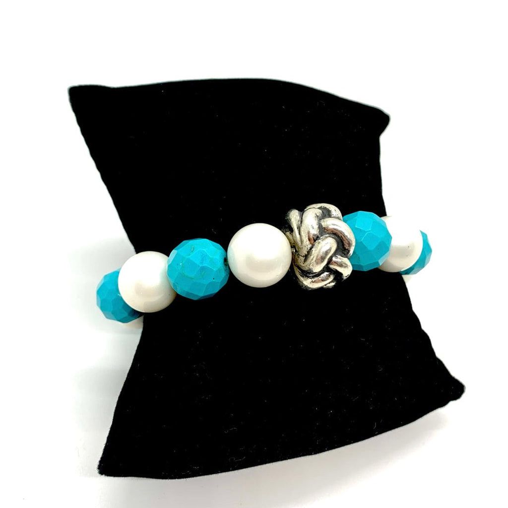 Dian Malouf Turquoise and White Pearls Bracelet