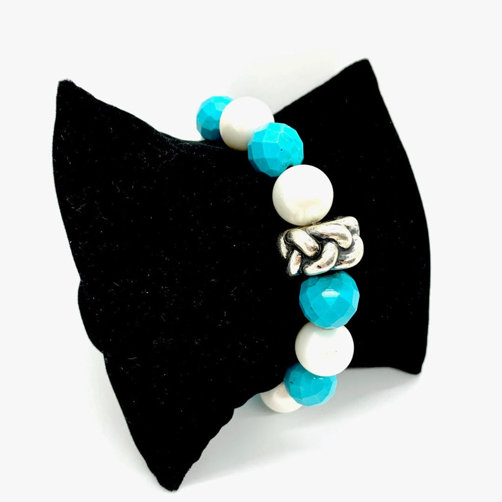 Dian Malouf Turquoise and White Pearls Bracelet
