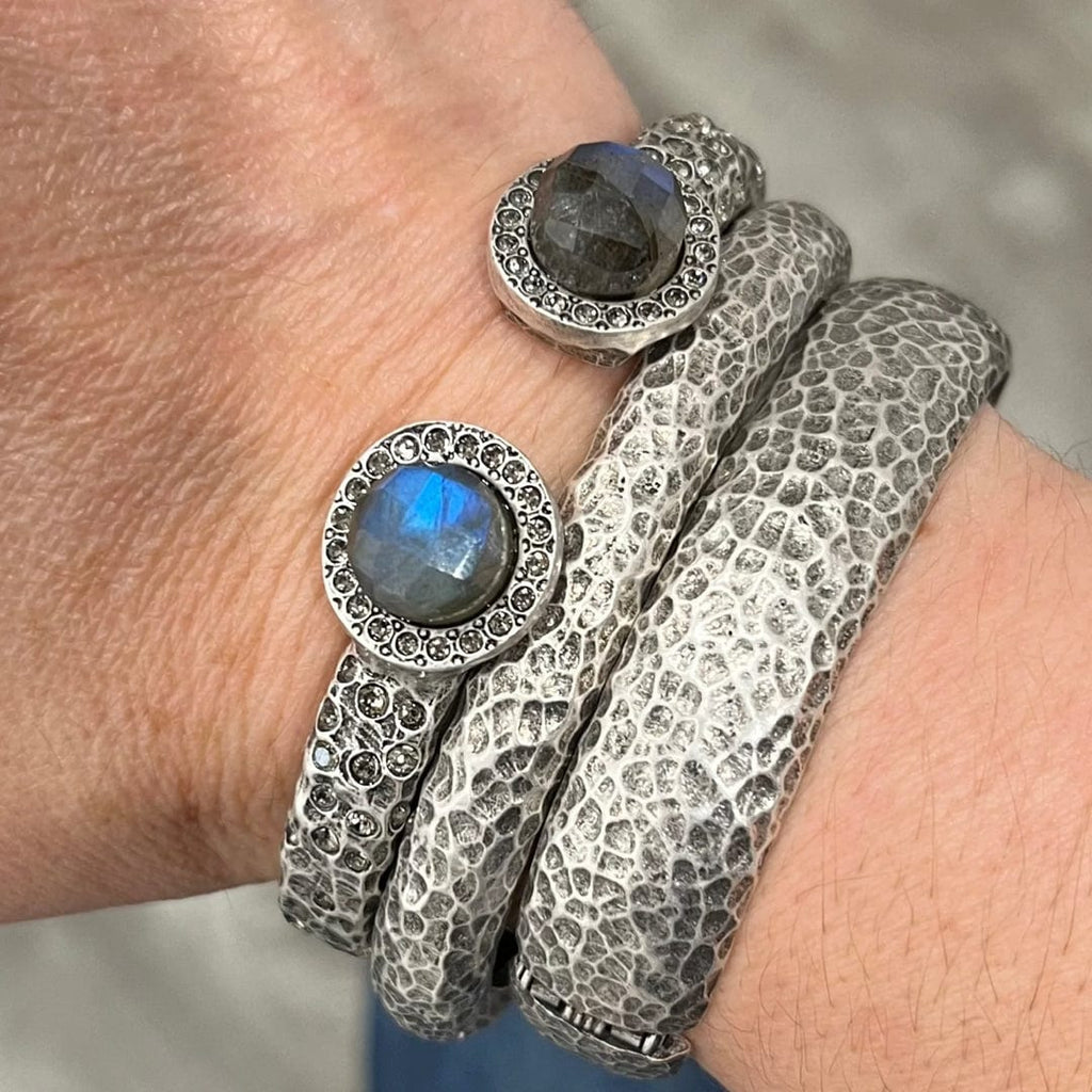 Vintage Silver Tuscany Double Labradorite Bangle