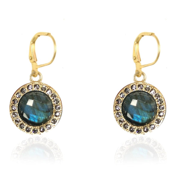 Gold Mini Labradorite Crystal Earrings