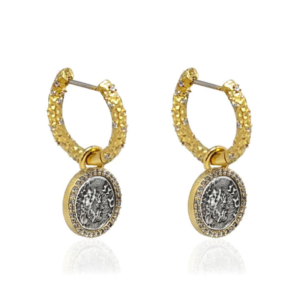 Gold Crystal Huggies With Slide On Duper Coins