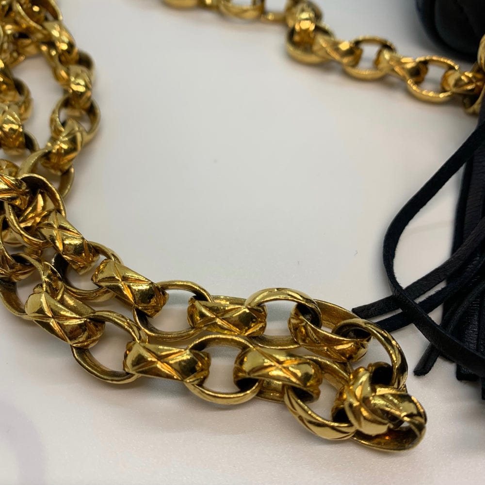 Vintage Dark Navy Quilted Lamb Skin Camera Bag