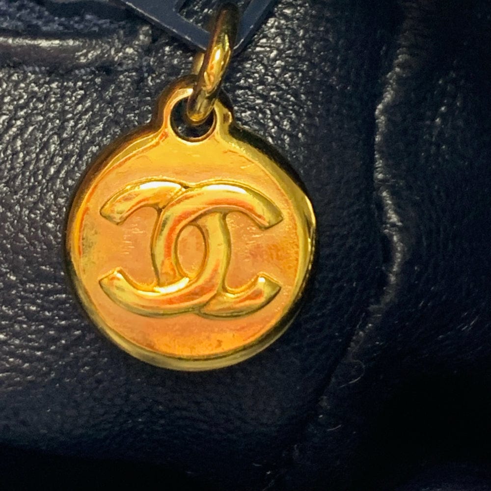 Vintage Dark Navy Quilted Lamb Skin Camera Bag