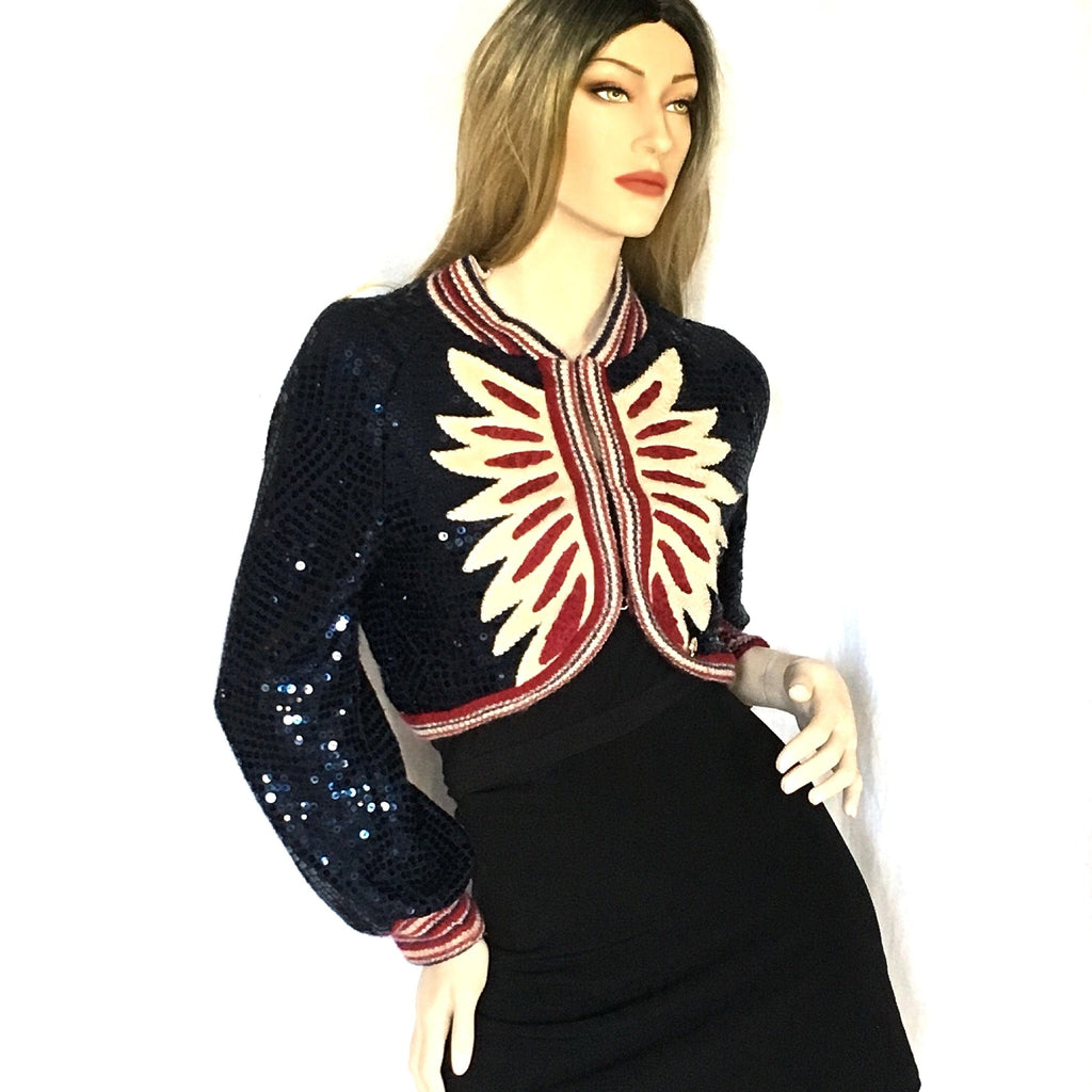 Rare CHANEL cashmere, silk and sequin bolero jacket from the 2014 Paris Texas prefall collection.