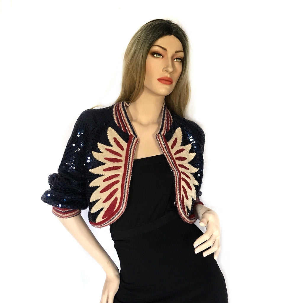 Rare CHANEL cashmere, silk and sequin bolero jacket from the 2014 Paris Texas prefall collection.
