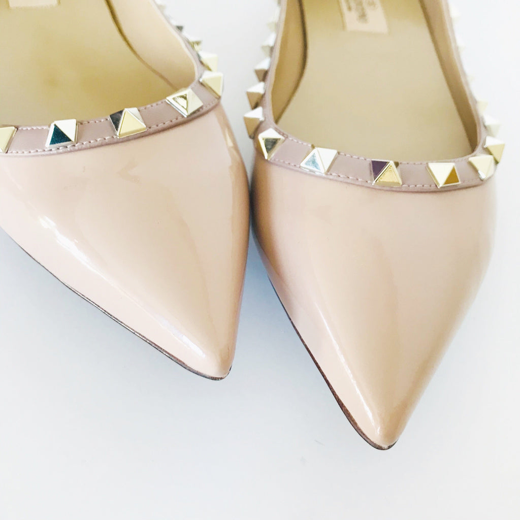 Valentino Beige Patent Rockstud Flats