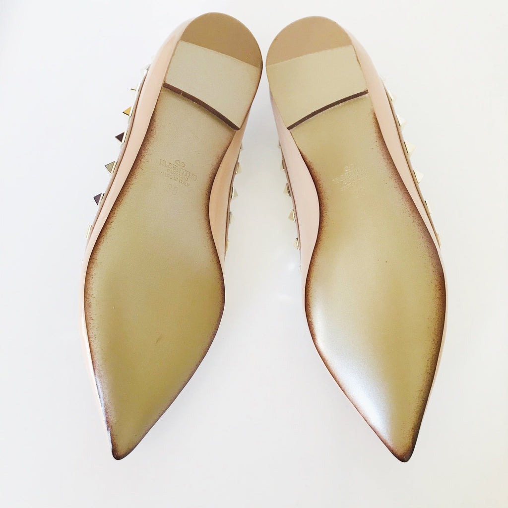 Valentino Beige Patent Rockstud Flats