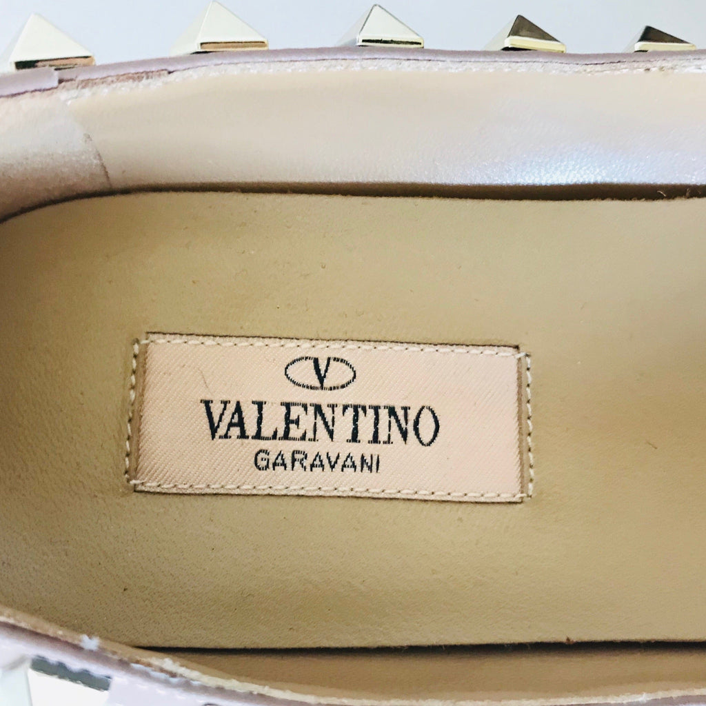 Valentino Beige Patent Rockstud Flats