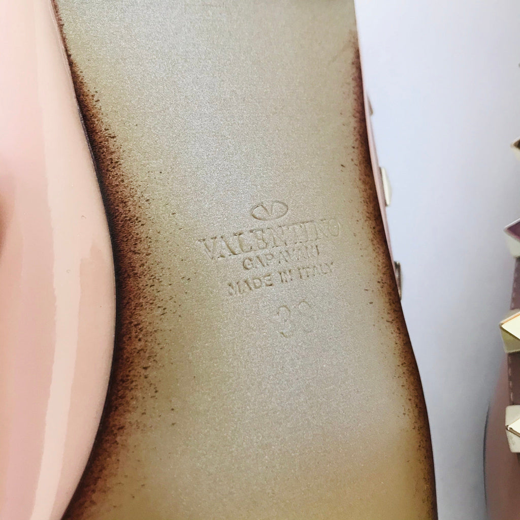 Valentino Beige Patent Rockstud Flats