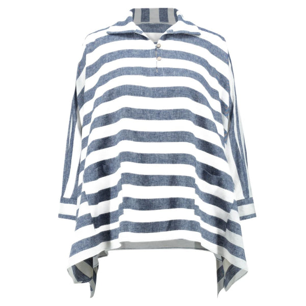Blue And White Striped Collar Shirt