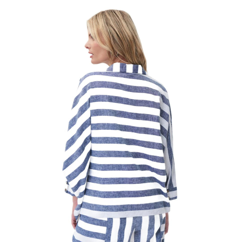 Blue And White Striped Collar Shirt