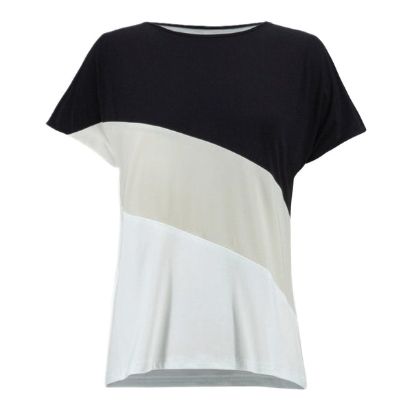 Black, Cream, and White Short Sleeve Top